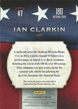 2013 Panini USA Baseball Champions - Game Gear Jerseys #47 Ian Clarkin Back