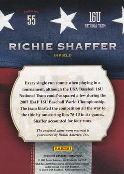 2013 Panini USA Baseball Champions - Game Gear Jerseys #55 Richie Shaffer Back