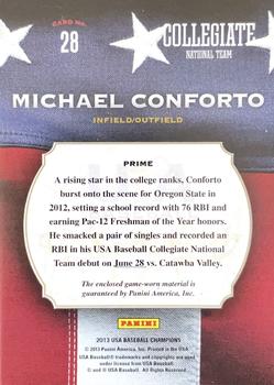 2013 Panini USA Baseball Champions - Game Gear Jerseys Prime #28 Michael Conforto Back