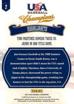 2013 Panini USA Baseball Champions - Highlights #2 Tino Martinez Homers Twice vs. Japan in 1988 Title Game Back