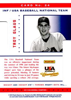 2013 Panini USA Baseball Champions - Legends Certified Die Cuts #24 Troy Glaus Back