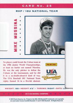 2013 Panini USA Baseball Champions - Legends Certified Die Cuts #25 Mike Mussina Back