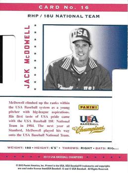 2013 Panini USA Baseball Champions - Legends Certified Die Cuts Mirror Gold #16 Jack McDowell Back