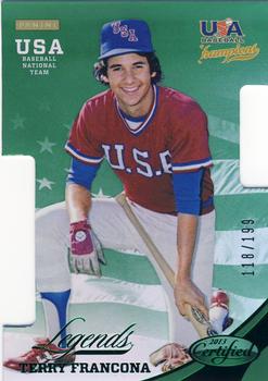 2013 Panini USA Baseball Champions - Legends Certified Die Cuts Mirror Green #6 Terry Francona Front