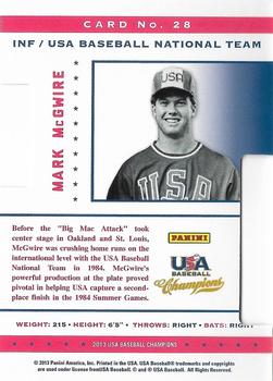 2013 Panini USA Baseball Champions - Legends Certified Die Cuts Mirror Red #28 Mark McGwire Back