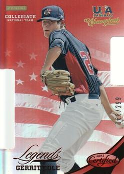 2013 Panini USA Baseball Champions - Legends Certified Die Cuts Mirror Red #30 Gerrit Cole Front