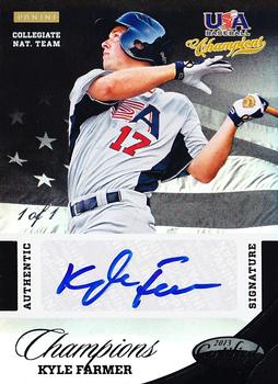 2013 Panini USA Baseball Champions - National Team Certified Signatures Mirror Black #7 Kyle Farmer Front
