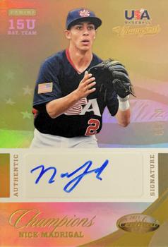 2013 Panini USA Baseball Champions - National Team Certified Signatures Mirror Gold #55 Nick Madrigal Front