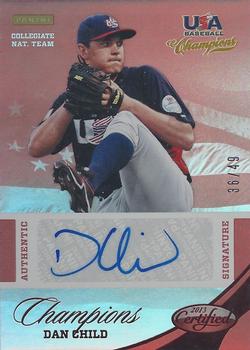 2013 Panini USA Baseball Champions - National Team Certified Signatures Mirror Red #3 Dan Child Front