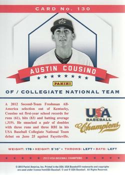 2013 Panini USA Baseball Champions - National Team Mirror Blue #130 Austin Cousino Back