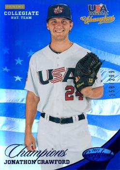 2013 Panini USA Baseball Champions - National Team Mirror Blue #131 Jonathon Crawford Front