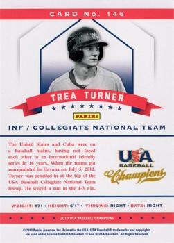 2013 Panini USA Baseball Champions - National Team Mirror Blue #146 Trea Turner Back