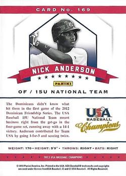 2013 Panini USA Baseball Champions - National Team Mirror Blue #169 Nick Anderson Back