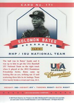 2013 Panini USA Baseball Champions - National Team Mirror Blue #171 Solomon Bates Back