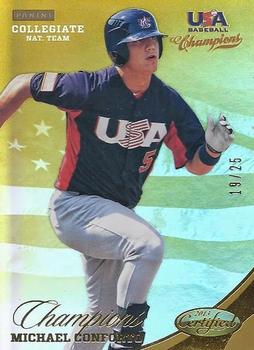 2013 Panini USA Baseball Champions - National Team Mirror Gold #129 Michael Conforto Front