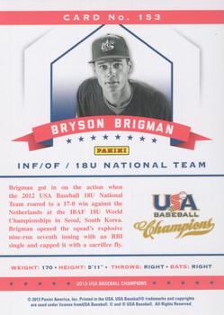 2013 Panini USA Baseball Champions - National Team Mirror Green #153 Bryson Brigman Back
