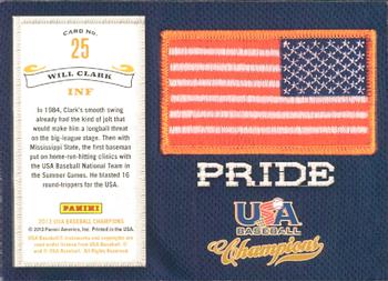 2013 Panini USA Baseball Champions - Pride #25 Will Clark Back