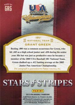 2013 Panini USA Baseball Champions - Stars and Stripes Signatures #GRG Grant Green Back