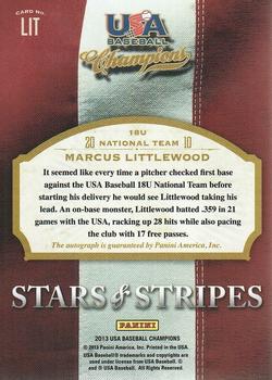 2013 Panini USA Baseball Champions - Stars and Stripes Signatures #LIT Marcus Littlewood Back