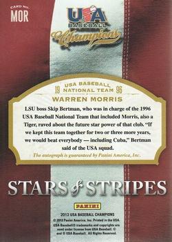 2013 Panini USA Baseball Champions - Stars and Stripes Signatures #MOR Warren Morris Back