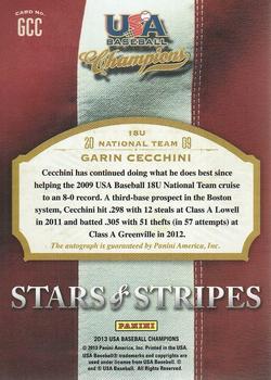2013 Panini USA Baseball Champions - Stars and Stripes Signatures #GCC Garin Cecchini Back