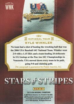 2013 Panini USA Baseball Champions - Stars and Stripes Signatures #WNK Kyle Winkler Back