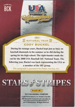 2013 Panini USA Baseball Champions - Stars and Stripes Signatures #BCK Cody Buckel Back