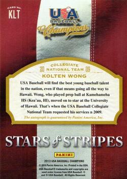 2013 Panini USA Baseball Champions - Stars and Stripes Signatures #KLT Kolten Wong Back
