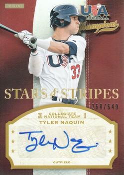 2013 Panini USA Baseball Champions - Stars and Stripes Signatures #NAQ Tyler Naquin Front
