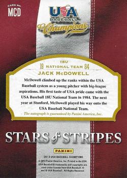 2013 Panini USA Baseball Champions - Stars and Stripes Signatures Red Ink #MCD Jack McDowell Back