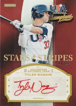 2013 Panini USA Baseball Champions - Stars and Stripes Signatures Red Ink #NAQ Tyler Naquin Front