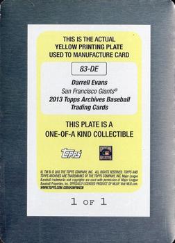 2013 Topps Archives - 1983 All-Stars Printing Plates Yellow #DE Darrell Evans Back