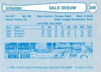 1985 Cramer Vancouver Canadians #209 Dale Sveum Back