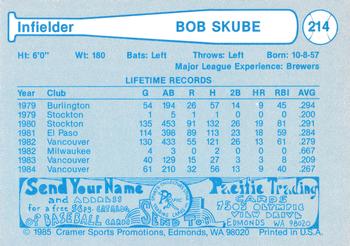 1985 Cramer Vancouver Canadians #214 Bob Skube Back