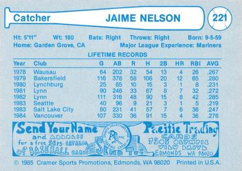 1985 Cramer Vancouver Canadians #221 Jamie Nelson Back