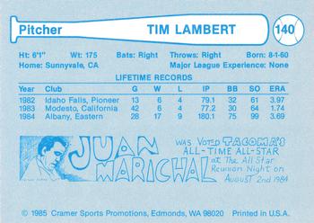 1985 Cramer Tacoma Tigers #140 Tim Lambert Back