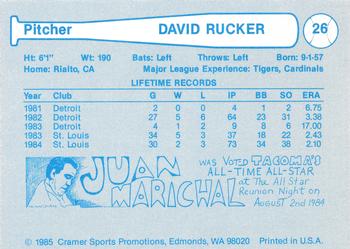 1985 Cramer Portland Beavers #26 Dave Rucker Back