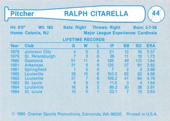 1985 Cramer Portland Beavers #44 Ralph Citarella Back