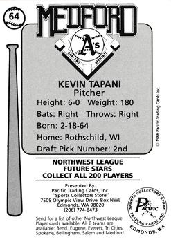 1986 Cramer Medford A's #64 Kevin Tapani Back