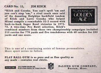 2013 Panini Golden Age - Delong Gum #11 Jim Kiick Back