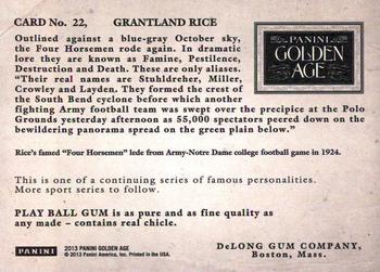 2013 Panini Golden Age - Delong Gum #22 Grantland Rice Back