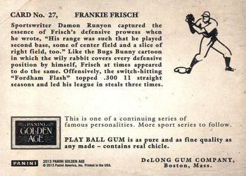 2013 Panini Golden Age - Delong Gum #27 Frankie Frisch Back