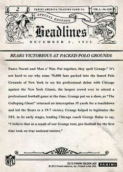 2013 Panini Golden Age - Headlines #2 Grange Gallops Past Giants Back