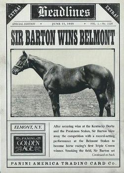 2013 Panini Golden Age - Headlines #3 Sir Barton Wins Belmont Front
