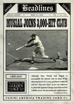 2013 Panini Golden Age - Headlines #6 Musial Joins 3,000-Hit Club Front