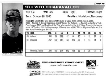 2005 Choice New Hampshire Fisher Cats #8 Vito Chiaravalloti Back