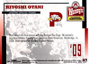 2009 Grandstand Portland Sea Dogs #NNO Kiyoshi Otani Back