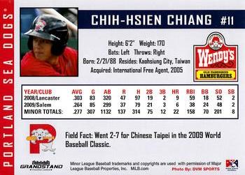 2010 Grandstand Portland Sea Dogs #NNO Chih-Hsien Chiang Back