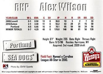 2011 Grandstand Portland Sea Dogs #NNO Alex Wilson Back