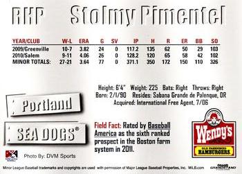 2011 Grandstand Portland Sea Dogs #NNO Stolmy Pimentel Back